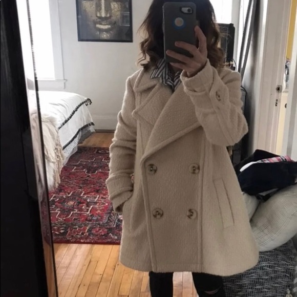 Cream Nubby Harnie Collar Peacoat - Picture 5 of 8